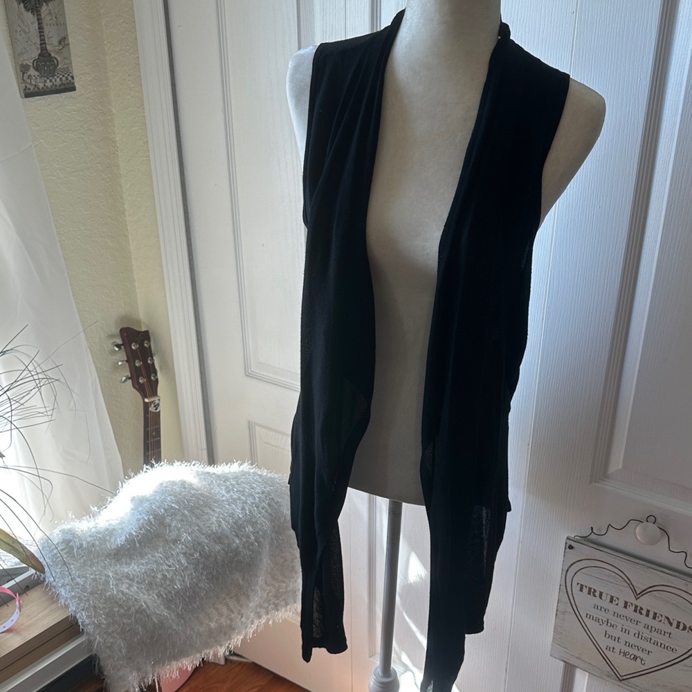 Chico's Black Open Front Sweater Vest
